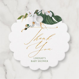 White Orchids und Palm Leaf Babydusche Vielen Dank Geschenkanhänger