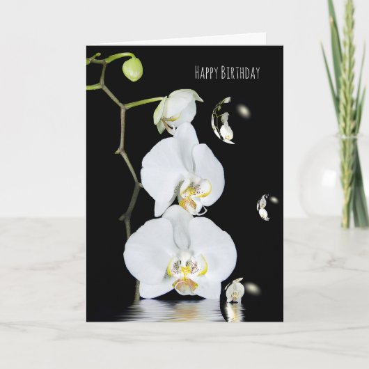 White Orchids With Bubbbble Reflektion Birthday Karte (Vorderseite)