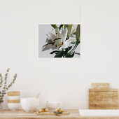 White Oriental Lilie Blume Poster (Küche)