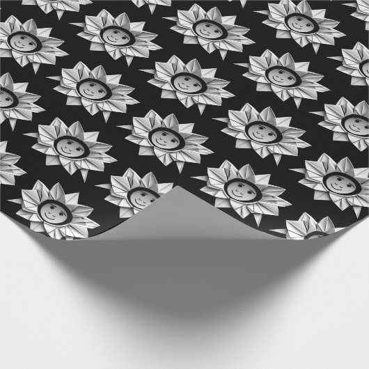 White Origami Star mit Lächeln Geschenkpapier (Ecke)