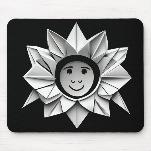 White Origami Star mit Lächeln Mousepad (Vorne)