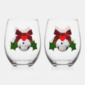 White Ornament and Holly Drinkware Set Weinglas Ohne Stiel (Rückseite)
