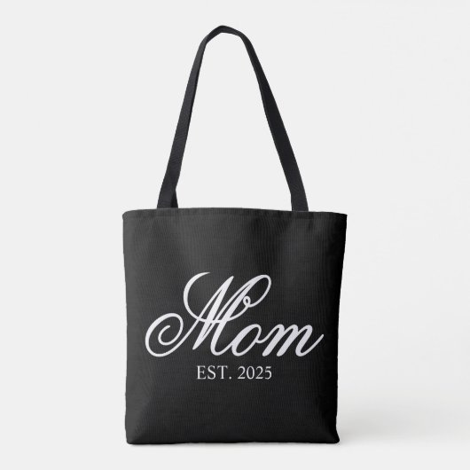 White Ornate Script Established Mom Tasche (Rückseite)
