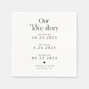 White Our Liebe Story Retro Wedkin Napkin Serviette