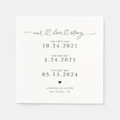 White Our Liebe Story Script Hearts Wedding Napkin Serviette (Vorderseite)