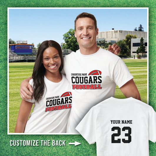 WHITE OUT Creekside Park Cougars Football Name # T-Shirt