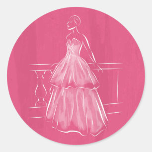 White Out Negative Space Gown Runder Aufkleber