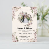 White Overlay Photo Wedding Invitation Cream Einladung (Stehend Vorderseite)