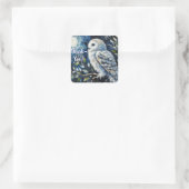 White Owl Moonlight Danke Quadratischer Aufkleber (Tasche)