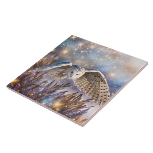 White Owl Mystical Magic Fantasy in Flight Fliese (Seite)