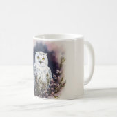 White Owl Night Portrait Art Kaffeetasse (VorderseiteRechts)