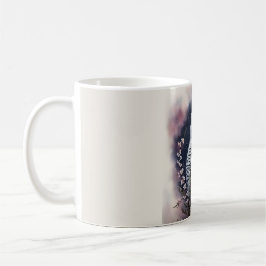 White Owl Night Portrait Art Kaffeetasse (Links)