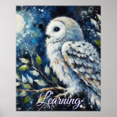 White Owl On Branch Moonlight Personalized Paper Poster (Vorne)