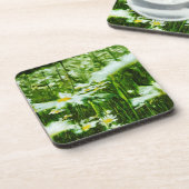 White Oxeye Daisy Abstrakt Floral Untersetzer (Linke Seite)