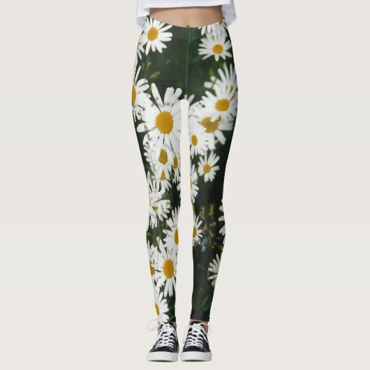 White Oxeye Daisy, Moon Daisy Meadow Leggings (Vorderseite)