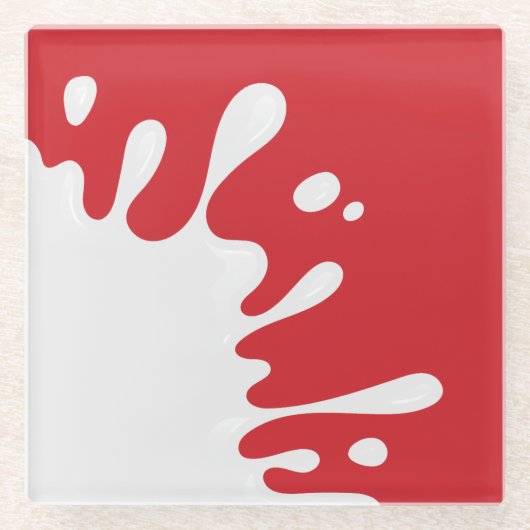 White Paint Splash Kardinal Red Glasuntersetzer (Vorderseite)