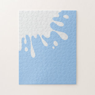 White Paint Splash on Baby Blue Seriös Puzzle