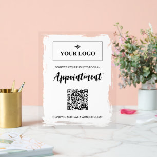 White Paint Your Logo Ernennung Buchung QR-Code Acrylschild