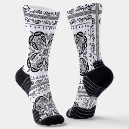 White Paisley Bandana Print Socken