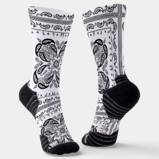 White Paisley Bandana Print Socken