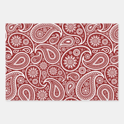 White paisley pattern wrapping paper sheets geschenkpapier set (Vorderseite)