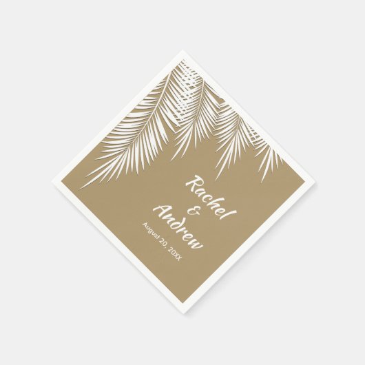 White Palm auf Gold Party Napkins Serviette (Ecke)