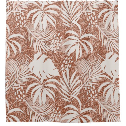 White Palm Blätter Rose Taupe Duschvorhang (Vorderseite)