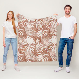 White Palm Blätter Rose Taupe Fleecedecke