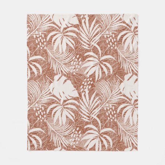 White Palm Blätter Rose Taupe Fleecedecke (Vorderseite)