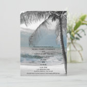 White Palm Coconut Tree Eleganter Strand Hochzeit Einladung (Stehend Vorderseite)