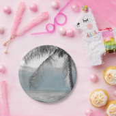 White Palm Coconut Tree Eleganter Strand Hochzeit Pappteller (Party)