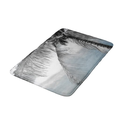 White Palm Coconut Tree Elegantes Strandparadies Badematte (Schrägansicht)