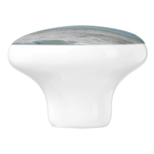 White Palm Coconut Tree Elegantes Strandparadies Keramikknauf (Seitenansicht)