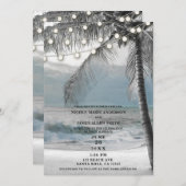 White Palm Coconut Tree & Lights Beach Wedding Einladung (Vorne/Hinten)