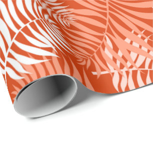 White Palm Frontend auf Orange Wrapping Paper Geschenkpapier