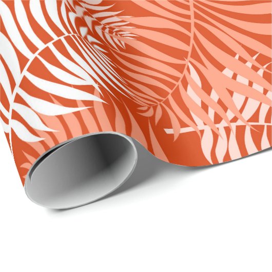 White Palm Frontend auf Orange Wrapping Paper Geschenkpapier (Rolleneckpunkt)