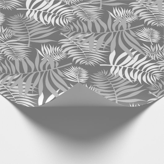 White Palm Frontend auf Silver Wrapping Paper Geschenkpapier (Ecke)