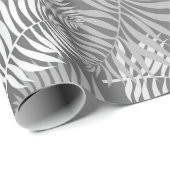 White Palm Frontend auf Silver Wrapping Paper Geschenkpapier (Rolleneckpunkt)