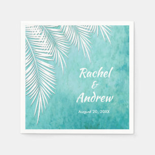 White Palm Ocean Türkise Blue Party Napkins Serviette