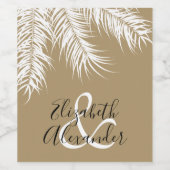 White Palm Tree Fronds on Dark Gold Vielen Dank Weinetikett (Einzelnes Label)