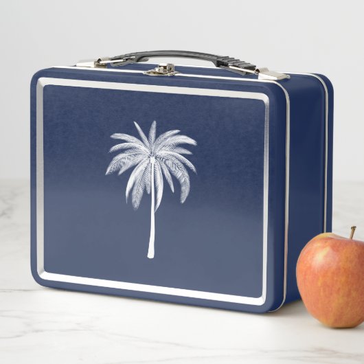 White Palm Tree on Blue Lunch Box (Beispiel)