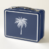 White Palm Tree on Blue Lunch Box (Rückseite)