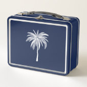 White Palm Tree on Blue Lunch Box (Vorderseite)