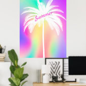 White Palm Tree Tropical Colorful Summer Poster (Heimbüro)