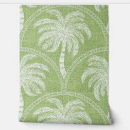 White Palm Trees on Soft Green Coastal Tropical  Tapete