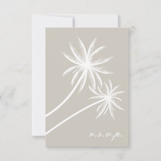 White Palm Trees Wedding RSVP Karte (Vorderseite)
