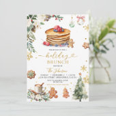 White Pancake Holiday Brunch Weihnachtsfeier Einladung (Stehend Vorderseite)