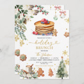 White Pancake Holiday Brunch Weihnachtsfeier Einladung (Vorne/Hinten)