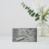 White Paper Birch Barke Nature Business Card Visitenkarte (Stehend Vorderseite)