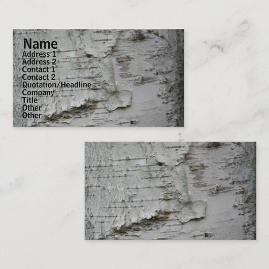 White Paper Birch Barke Nature Business Card Visitenkarte (Vorne/Hinten)